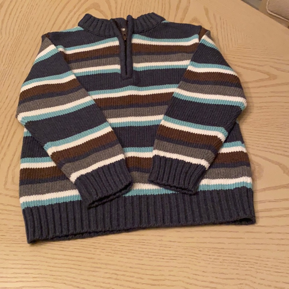 NWT Gymboree size3 striped quarter zip up sweater